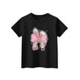 thumbnail image 1 of Taqqpue Girl Tops Cotton Short Sleeve T Shirt Casual Loose Soft Basic Workout Outfit Tee Crew Neck Print Shirts 2-14 Years, 1 of 6