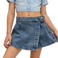 thumbnail image 1 of Taqqpue Girl's Denim Skirts Mini Flared Pleated Toddler Jean Skorts with Shorts 1-12 Years, 1 of 7