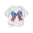 thumbnail image 1 of Taqqpue Girls 4th of July Shirt American Flag T-Shirts for Kids Toddler Cotton Summer Short Sleeve Crewneck Tops Patriotic Tee Tops Independence Day Outfit 2-13 Years, 1 of 3