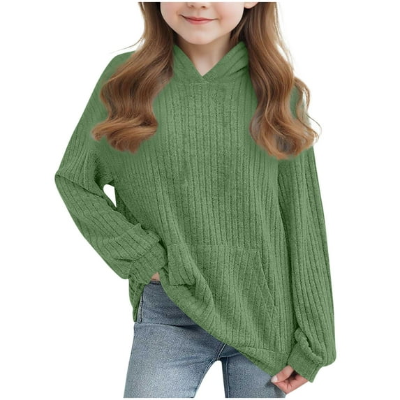 Taqqpue Girls Boys Hoodies Casual Solid Color Crewneck Pullover Loose Fit Long Sleeve Shirts Casual Oversize Hooded Sweatshirt for Kids 4-14Y