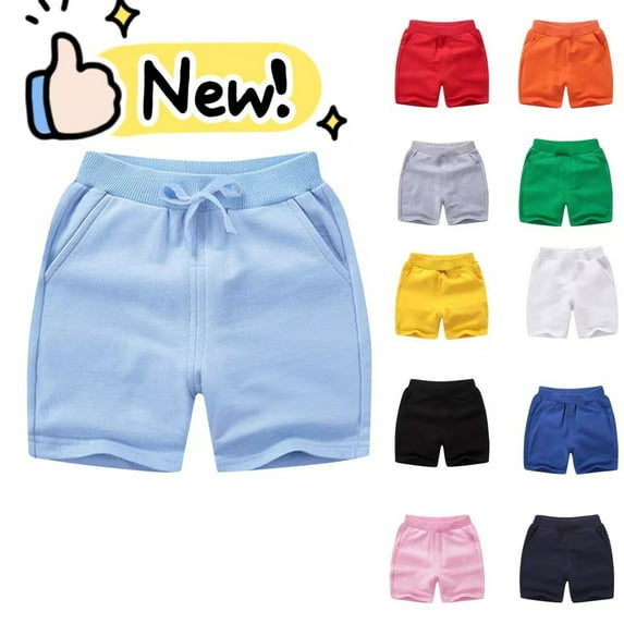 Taqqpue Girls Boys Shorts Casual Solid Loose Sweatshorts Summer 2025 Beach Vacation Plus Size Elastic Waist Drawstring Shorts with Pockets 1-12Y