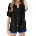 thumbnail image 1 of Taqqpue Girls Button Down Shirts Kids Short Sleeve V Neck T Shirts Casual Collared Cute Blouse Summer Classic Tops Shirt, 1 of 6