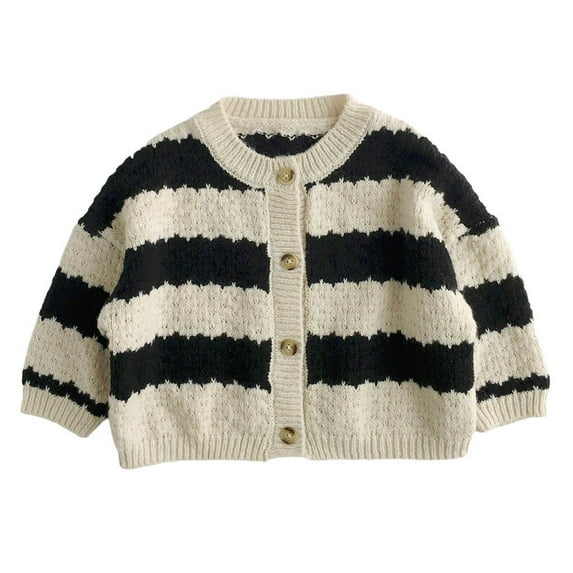 Taqqpue Girls Cardigan Sweater Boys Print Long Sleeve School Uniforms Toddler Knit Button Jacket Outwear Tops for Kids