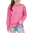 thumbnail image 1 of Taqqpue Girls Crewneck Sweatshirt Casual Solid Color Long Sleeve Pullover Tops Drop Shoulder Sweatshirts for Kids 6-15 Years, 1 of 9