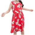 thumbnail image 1 of Taqqpue Girls Dresses Kids Little Girls Casual Summer Tropical Plant Graphic Print Beach Dress Sleeveless Dress Floral Dress Pleated Flowy Daily Holiday Sundress Princess Dress 150, 1 of 4