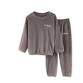 thumbnail image 1 of Taqqpue Girls Fleece Pajama Set Fuzzy 2 Piece Outfits Pullover Winter Warm Plush Sweatshirt Set 2 Piece Loungewear for Kids 2-14 Years, 1 of 4