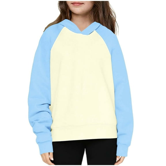 Taqqpue Girls Oversize Hoodies Casual Sport Color Blocked Hooded Sweatshirt Fall Winter Plus Size Pullover Tops with Pocket for Kids
