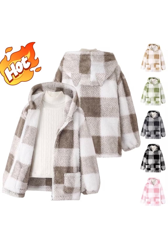 Girls Plush Coat Trendy Cute Cat Ear Flannel Jackets Winter Warm Zip Up Hoodie Fall Clothing Fleece Hooded Outwear for Girls 8-14 Years
