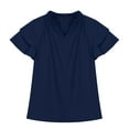 thumbnail image 1 of Taqqpue Girls Ruffle Short Sleeve T Shirts Kids V Neck Casual Shirts Pleated Flowy Solid Color Loose Fit Blouse Cute Fashion Tees Tops 5-14 Years, 1 of 9