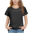 thumbnail image 1 of Taqqpue Girls Short Sleeve T Shirts Kids Casual Crewneck Summer Tops Loose Solid Cute Comfy Basic Shirts 3-14 Years, 1 of 9