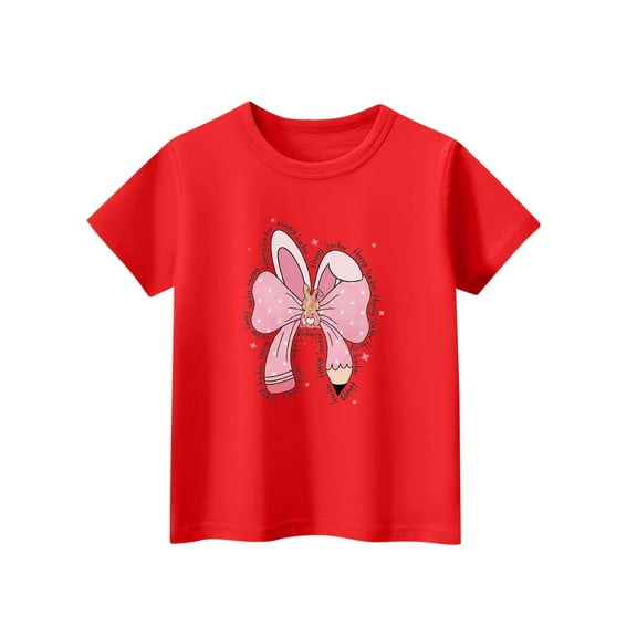 Taqqpue Girls Short Sleeve T Shirts Kids Summer Tops Crew Neck Butterfly Printed Casual Blouse Soft Comfy Tee Tops 2-14 Years