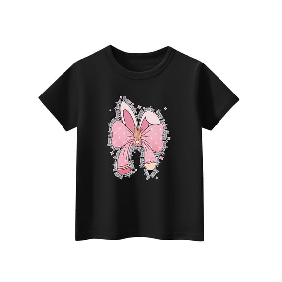 Taqqpue Girls Short Sleeve T Shirts Kids Summer Tops Crew Neck Butterfly Printed Casual Blouse Soft Comfy Tee Tops 2-14 Years