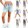 thumbnail image 1 of Taqqpue Girls Shorts Elastic High Waisted Stretchy Jean Shorts Casual Summer Ripped Frayed Distressed Denim Shorts Raw Hem Junior Shorts Jeans Hot Short Jeans Plus Size Under 10 for Girls 5-15 T, 1 of 10