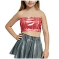 thumbnail image 1 of Taqqpue Girls Sleeveless Tank Top Off Shoulder Crop Camisole Sparkly Sequins Dance Blouse Jazz Hip Hop Stage Performance Tank Vest Dancewear 3-16 Years, 1 of 3