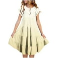 thumbnail image 1 of Taqqpue Girls Summer Dress Flutter Ruffle Short Sleeve Round Neck Gradient Midi Sundress Casual Flowy Floral Tiered Boho Beach Dress A-line Swing Dress for Girls 0.5-15Y, 1 of 4