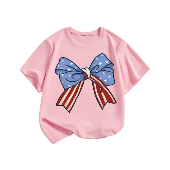 Taqqpue Girls Summer Tops Cotton Short Sleeve T Shirt Casual Loose Soft Basic Workout Outfit Tee Cute Crew Neck Print Shirts for Kids 1-12 Years