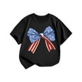 thumbnail image 1 of Taqqpue Girls Summer Tops Cotton Short Sleeve T Shirt Casual Loose Soft Basic Workout Outfit Tee Cute Crew Neck Print Shirts for Kids 1-12 Years, 1 of 3
