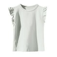 thumbnail image 1 of Taqqpue Girls Summer Tops Ruffle Short Sleeve T Shirts Casual Round Neck Chiffon Loose Fit Blouse Cute Summer Solid Color Tops, 1 of 3