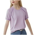 thumbnail image 1 of Taqqpue Girls T Shirts Summer Short Sleeve Crew Neck Casual Shirts Loose Quick Dry Athletic Tops Workout Activewear Tee Tops 3-16 Years, 1 of 5