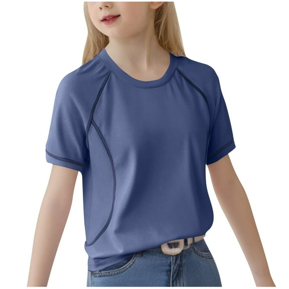 Taqqpue Boys Girls Summer Tops Cotton Short Sleeve T Shirt Casual Loose Soft Basic Workout Outfit Tee Cute Crew Neck Print Shirts for Kids 3-16 Years