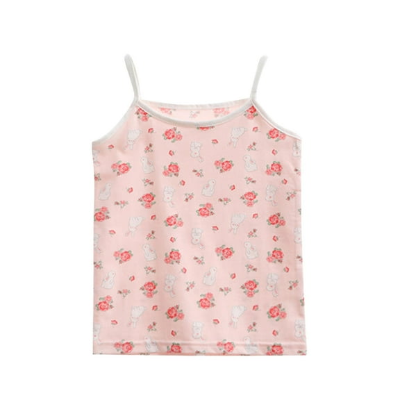 Taqqpue Girls Tank Tops Sleeveless Undershirts Casual Basic Dance Cami Top Prints Spaghetti Strap Camisole 2-12 Years