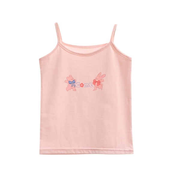 Taqqpue Girls Tank Tops Sleeveless Undershirts Casual Basic Dance Cami Top Prints Spaghetti Strap Camisole 2-12 Years