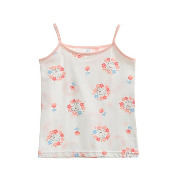 Taqqpue Girls Tank Tops Sleeveless Undershirts Casual Basic Dance Cami Top Prints Spaghetti Strap Camisole 2-12 Years