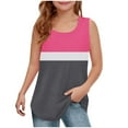 thumbnail image 1 of Taqqpue Girls Tank Tops Soft Cotton Crewneck Sleeveless Athletic Undershirt Lightweight Hem Loose Fit Cute Summer Top Dancewear Color Block Wide Strap Comfortable Racerback Tank 5-14 Years, 1 of 6