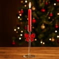 thumbnail image 1 of Glass Taper Candle Holder with Red Bow, Clear Glass Christmas Candlestick Holders,Candles Stand, Candles for Valentines Parties Wedding Receptions Table Centerpiece Decorations Valentines Day Decor, 1 of 6