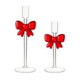 thumbnail image 1 of Tarmeek Glass Taper Candle Holder with Red Bow, Clear Glass Christmas Candlestick Holders,Candles Stand, Candles for Christmas Events Parties Wedding Receptions Table Centerpiece Decorations, 1 of 8