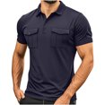 thumbnail image 1 of Taqqpue Golf Shirts for Men Short Sleeve Solid Color V Neck Button T-Shirt Moisture Wicking Quick Dry Active Gym Workout Blouse Tops with Pockets, 1 of 6