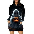 thumbnail image 1 of Taqqpue Halloween Print Hoodie Dress for Women Fashion Ghost Pumpkin Witch Mini Dresses Halloween Costume Long Sleeve Outfit Cosplay Party Dress with Pockets, 1 of 7