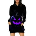 thumbnail image 1 of Taqqpue Halloween Print Hoodie Dress for Women Ghost Pumpkin Witch Mini Dresses Halloween Costume Long Sleeve Outfit Cosplay Halloween Party Dress with Pockets, 1 of 7