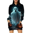 thumbnail image 1 of Taqqpue Halloween Print Hoodie Dress for Women Ghost Pumpkin Witch Mini Dresses Halloween Costumes Long Sleeve Cosplay Halloween Party Dress with Pockets, 1 of 7