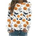 thumbnail image 1 of Taqqpue Halloween Shirts for Women Casual Crew Neck Long Sleeve Fall T Shirts Business Dressy Halloween Printed Blouse Tops, 1 of 5