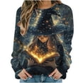 thumbnail image 1 of Taqqpue Halloween Shirts for Women Long Sleeve Fall Casual Round Neck Blouses Tops Dressy Printed 3/4 Sleeve T Shirts for Halloween, 1 of 2