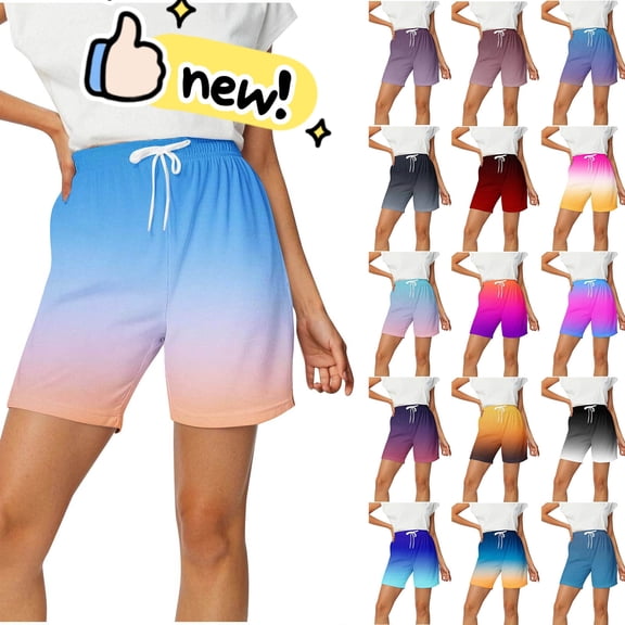 Taqqpue High Waist Denim Shorts for Women Casual Gradient Wide Leg Shorts Solid Color Jean Shorts with Pockets