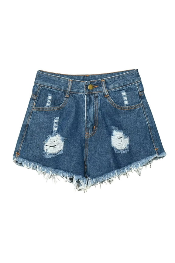 Taqqpue High Waisted Stretchy Jean Shorts for Women,Casual Summer Ripped Frayed Distressed Denim Shorts Raw Hem Junior Shorts Jeans Hot Short Jeans