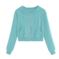 thumbnail image 1 of Taqqpue Hoodies for Women Solid Color Waffle Knit Drawstring Zipper Sweatshirt Casual Loose Fashion Long Sleeve Hooded Jacket Tops with Pockets, 1 of 5