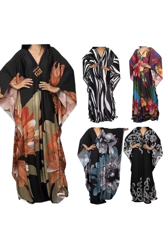 Kaftan Dress for Women,Plus Size Hawaiian Batwing Sleeve Beach Cover Up Loose Vacation Maxi Dress Summer Swimsuit Dresses