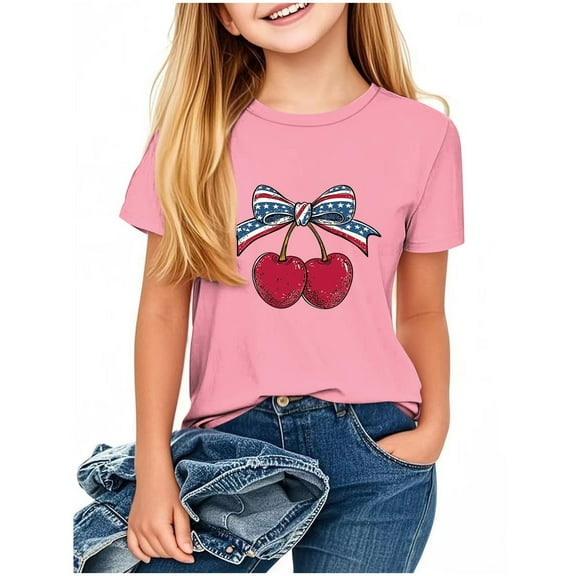 Taqqpue Kid 4th of July T-Shirts Boys Girls American Flag Shirt Patriotic Top Short Sleeve Crew Neck Tees for Girls Boys 2-13 Years