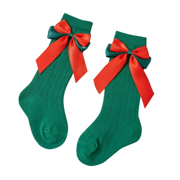 Taqqpue Kids Christmas Socks, Fun Novelty Bows Winter Warm Crew Socks, Knee High Socks Funny Xmas Gifts for Boys Girls 0-4 Years