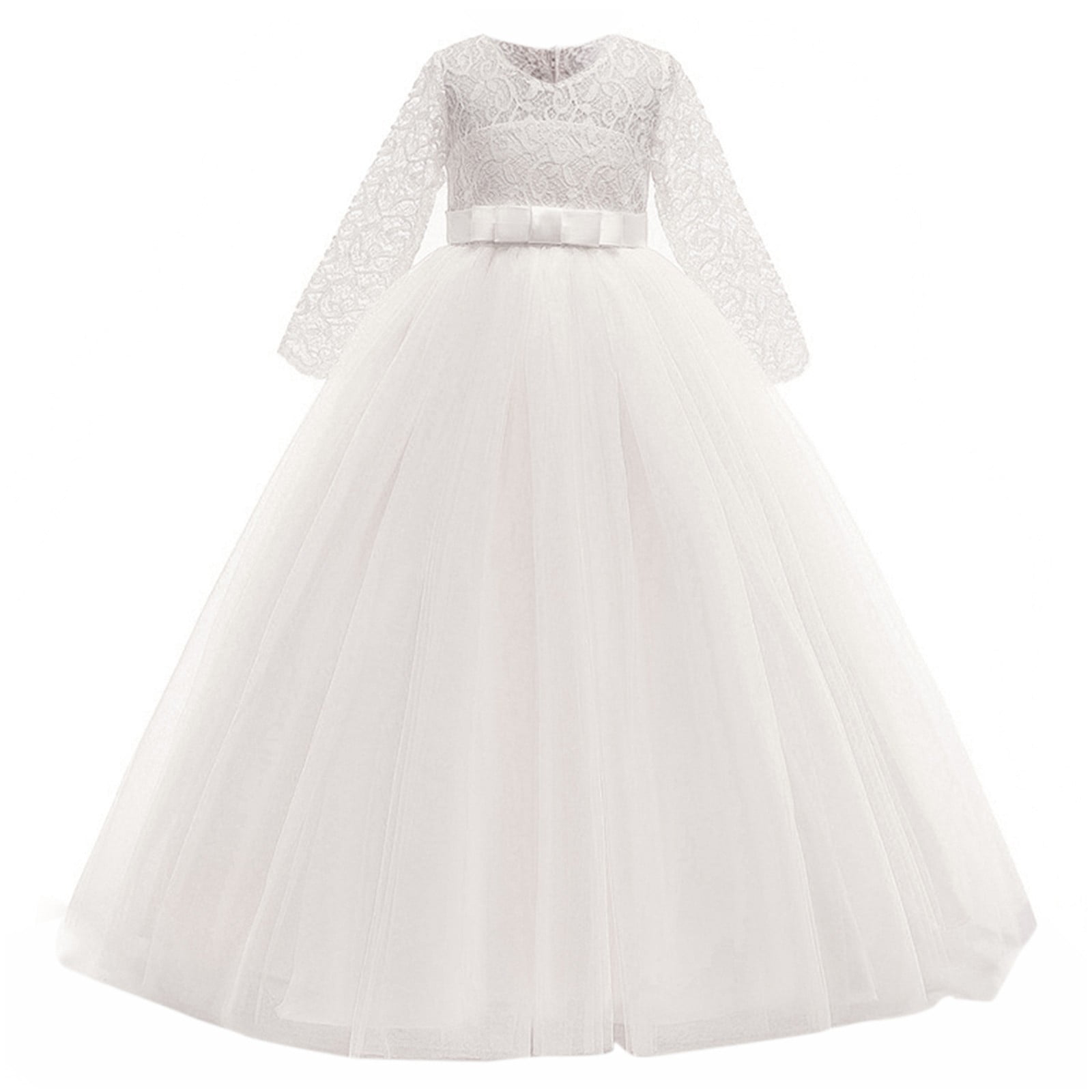 Taqqpue Kids Girls Vintage Flower Lace 3/4 Sleeves Formal Wedding Party