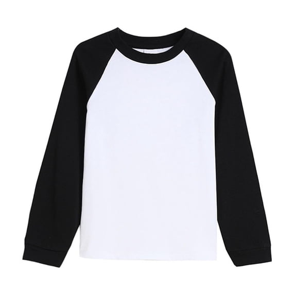 Taqqpue Kids Sweatshirt Casual Solid Color Crewneck Long Sleeve Sweatshirt Pullover Cotton Tops Plus Size T Shirts for Boys Girls 1-15Y