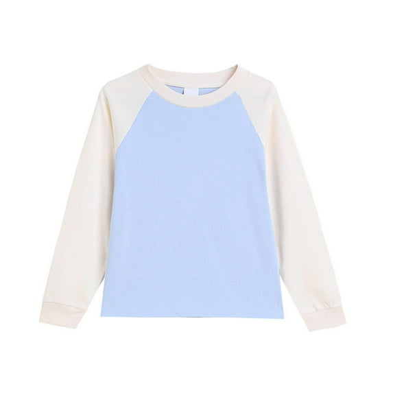 Taqqpue Kids Sweatshirt Casual Solid Color Crewneck Long Sleeve Sweatshirt Pullover Cotton Tops Plus Size T Shirts for Boys Girls 1-15Y