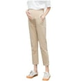 thumbnail image 1 of Taqqpue Linen Cotton Maternity Pants for Work Over The Belly Straight Leg Dress Pants Strethy Pregnancy Office Casual Yoga Pants, 1 of 9