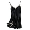 thumbnail image 1 of Taqqpue Lingerie for Women Casual Solid Color Soft V Neck Spaghetti Strap Pajama Dress Nightshirts Flowy Knee Length Sleeveless Strap Chemise Nightgowns Sleepwear with Built In Bra, 1 of 3