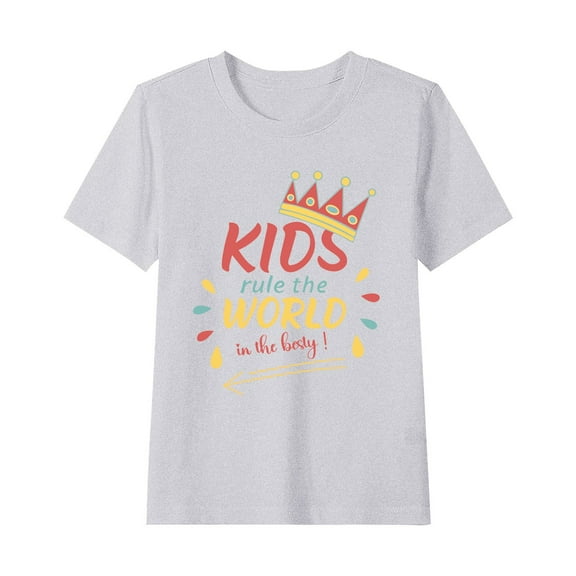 Taqqpue Little Girls T Shirt for Toddler Kids Graphic Printed Short Sleeve Crew Neck Shirts Summer Casual Daily Clothes Tops 1-12Y