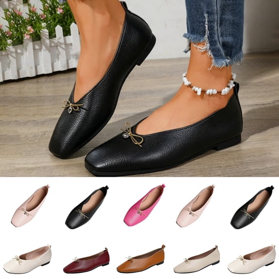 Taqqpue Loafers for Women Comfortable Slip on Work Flats Shoes Womens Dressy Walking Shoes Under 15 Casual Low-Heeled Versatile Pointed Toe Flying Woven Comfortable Flat Shoes for Women