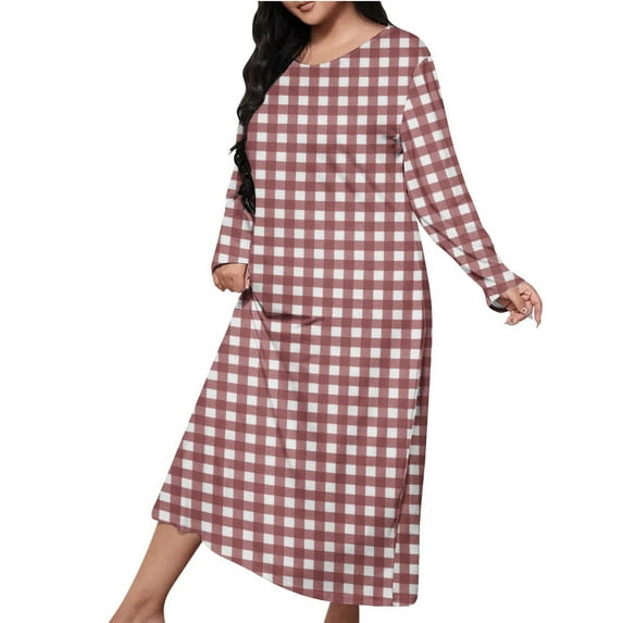 Taqqpue Long Nightgowns for Women Casual Soft Cotton Comfortable Lightweight Long-Sleeve Ladies Night Dresses Loose Fit Plus Size Sleepshirts Home Wear Pajamas for Women